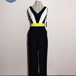 VINCE CAMUTO Sleeveless Jumpsuit, Black & White